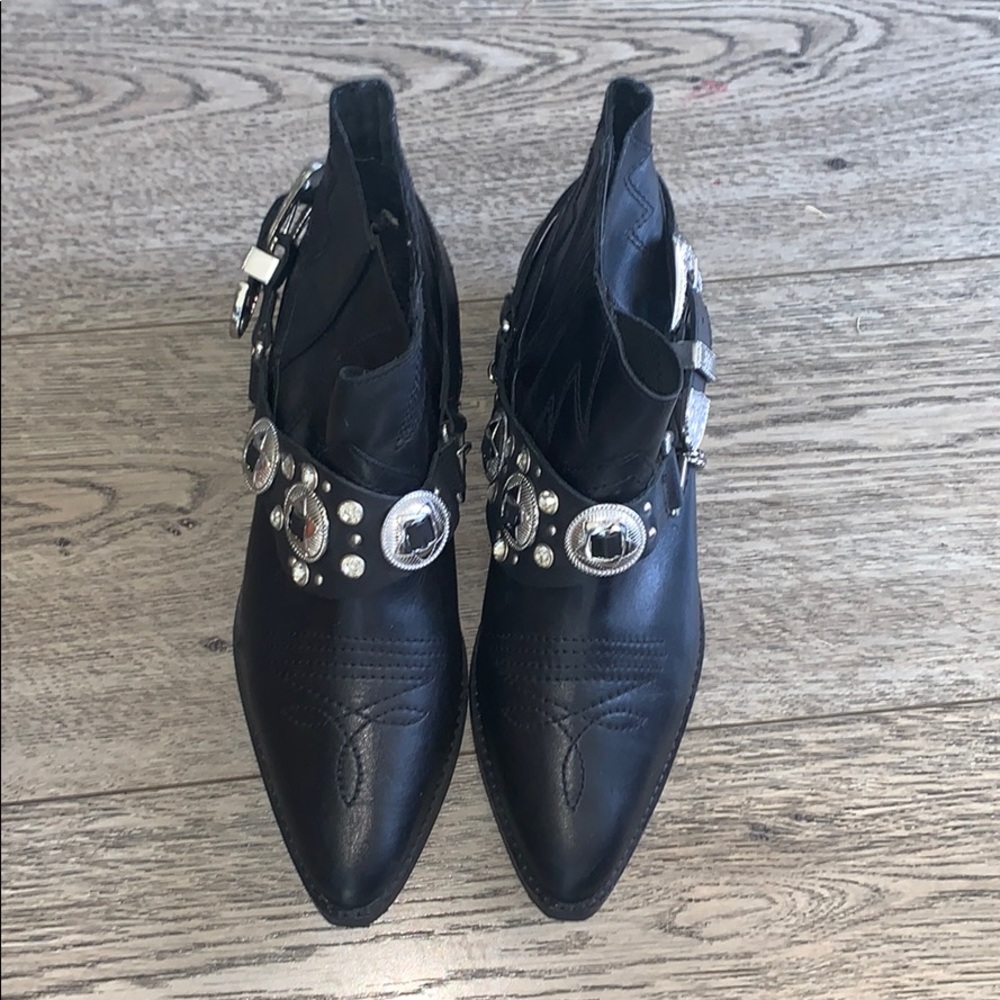 Black Boots with silver chain and accents